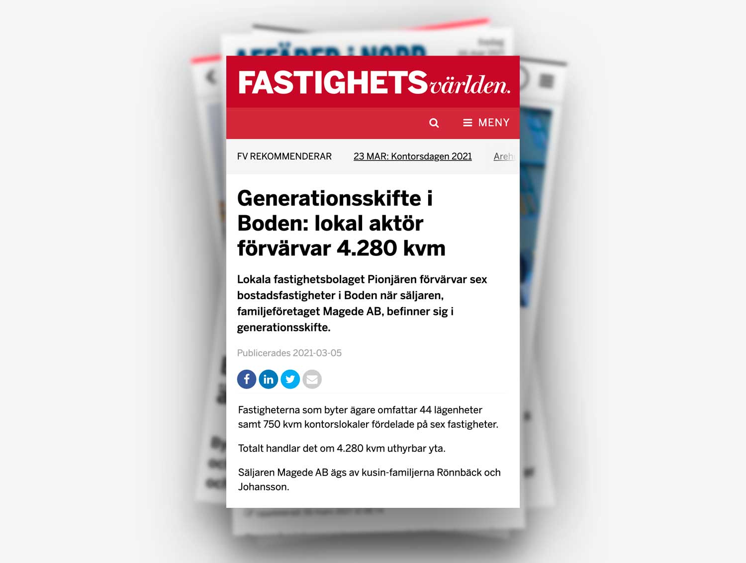 Fastighetsvärlden nämner Pionjären